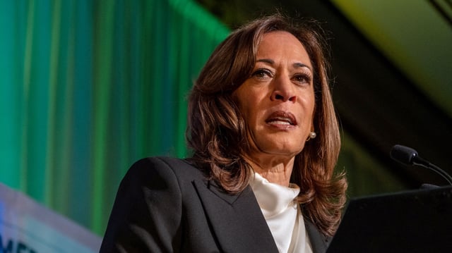 Former US Vice President Kamala Harris speaks at the Emerge 20th Anniversary Gala in San Francisco, California, on April 30, 2025.
