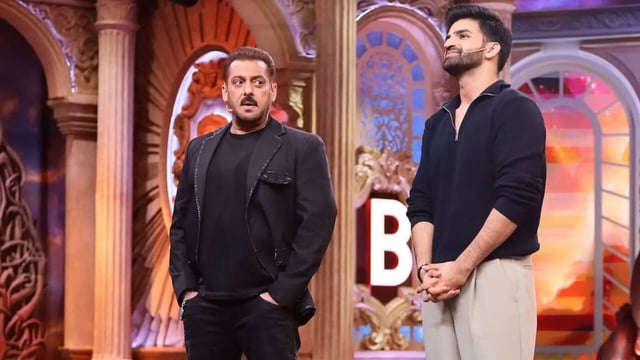 Ayaan Lall with Salman Khan on Bigg Boss 19
