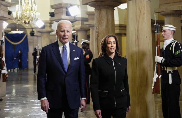 Washington , DC - January 20: President Joe Biden and Vice President Kamala Harris arrive ahead of the 60th inaugural ceremony on January 20, 2025, at the US Capitol in Washington, DC.