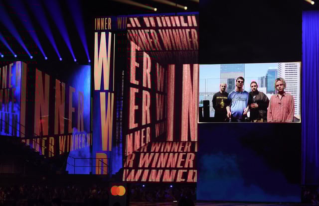 Fontaines DC speak via videomessage as they receive the award for International Group of the Year during the BRIT Awards at the O2 Arena in London, Britain, March 1, 2025. REUTERS/Isabel Infantes/File Photo