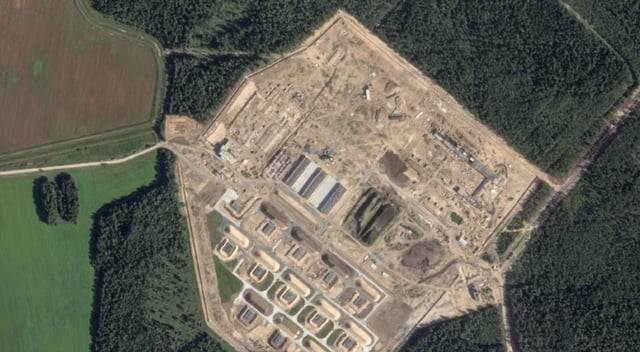 This image by Planet Labs shows what analysts say isa military site being built near Minsk,  Belarus.
