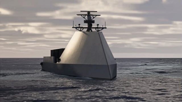 HII introduced its new ROMULUS modular, AI-enabled family of unmanned surface vessels (USVs) powered by HII’s Odyssey Autonomous Control System (ACS) software suite, seemingly aimed at the Navy’s latest Medium USV competition. (Artist concept: HII)