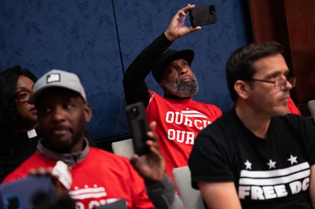 Members of the public attend Wednesday’s House Oversight and Government Reform Committee markup, where Republicans approved a lineup of D.C.-related bills.