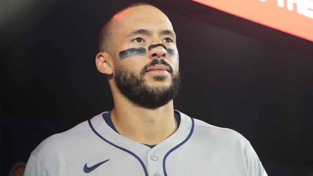 Sep 10, 2025; Toronto, Ontario, CAN; Houston Astros third baseman Carlos Correa (1) looks out from the dugout during a game against the Toronto Blue Jays at Rogers Centre. Mandatory Credit: John E. Sokolowski-Imagn Images