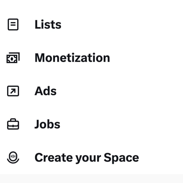 A list of options from X.