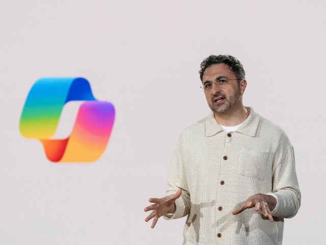 Mustafa Suleyman, chief executive officer of of Microsoft AI, speaks during an event commemorating the 50th anniversary of the company at Microsoft headquarters in Redmond, Washington, US, on Friday, April 4, 2025. Microsoft Corp., determined to hold its ground in artificial intelligence, will soon let consumers tailor the Copilot digital assistant to their own needs. Photographer: David Ryder/Bloomberg