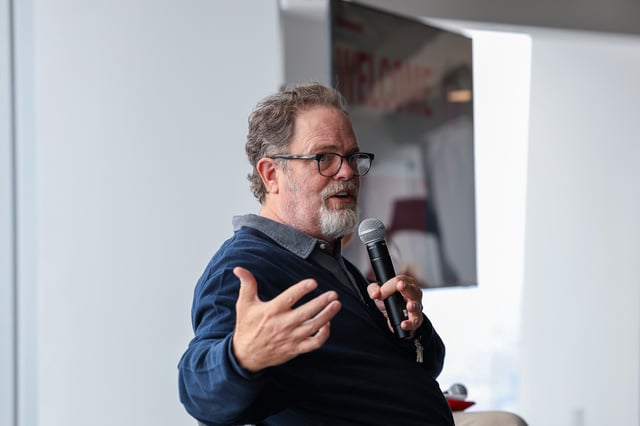 Rainn Wilson speaking to Newsweek's office in the World Trade Center in Lower Manhattan on Wednesday, September 10, 2025.