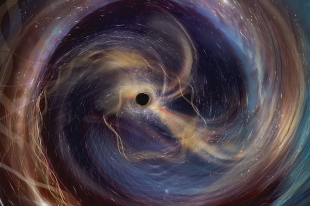 Caption:This illustration portrays GW250114, a powerful collision between two black holes recently observed in gravitational waves. Ten years after LIGO’s landmark detection of the first gravitational waves, the observatory’s improved detectors allowed it to “hear” this celestial collision with unprecedented clarity. Though only LIGO was online during GW250114, it now routinely operates as part of a network with other gravitational-wave detectors, including Europe’s Virgo and Japan’s KAGRA. Credits: Aurore Simonnet (SSU/EdEon)/LVK/URI