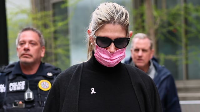 NEW YORK, NEW YORK - APRIL 21: Nadine Menendez, wife of former Senator Bob Menendez (D-NJ), leaves Manhattan Federal Court after her trial on April 21, 2025 in New York City. Nadine Menendez was found guilty of taking bribes and obstructing justice by a jury months after her husband was convicted of trading his political influence for gold, cash and a Mercedes-Benz. The judge set a sentencing date of June 12. 