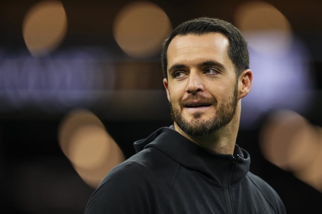 Derek Carr #4 of the New Orleans Saints looks on from the field during warmups prior to an NFL football game against the Las Vegas Raiders at Caesars Superdome on December 29, 2024 in New Orleans, Louisiana.