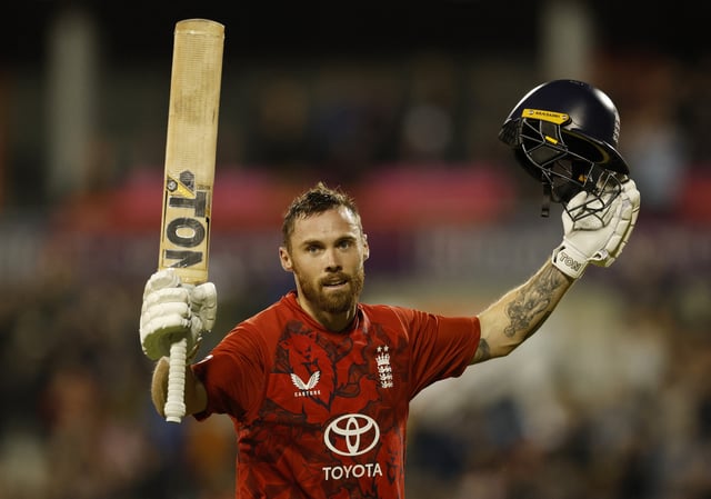 Cricket - Second Twenty20 International - England v South Africa - Old Trafford Cricket Ground, Manchester, Britain - September 12, 2025 England's Phil Salt reacts at the end of the innings Action Images via Reuters/Jason Cairnduff
