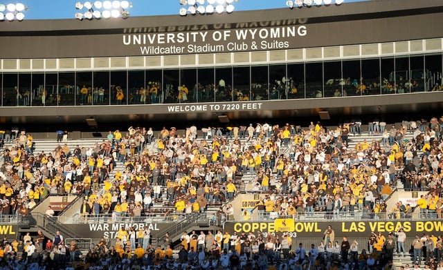 War Memorial Stadium before game Saturday, Oct. 7, 2023, in Laramie, Wyo. Saturday, No. 20 Utah will put its 2-0 record on the line in Laramie.