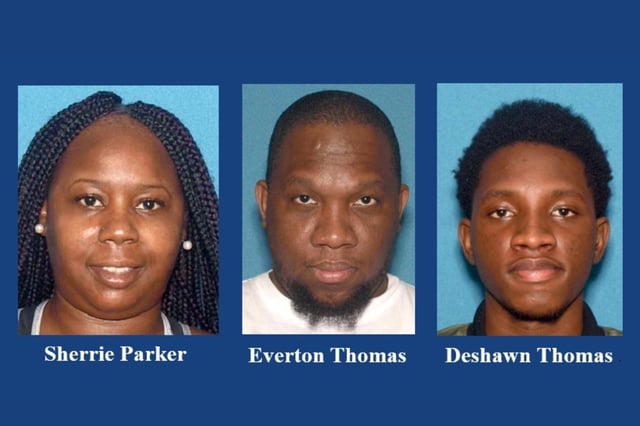 Everton Thomas, 41, faces a first-degree murder charge while his wife, Sherrie Parker, 41, and son, Deshawn Thomas, 22, are charged with desecration of human remains and tampering with physical evidence, according to a press release from the Camden County Prosecutor's Office.