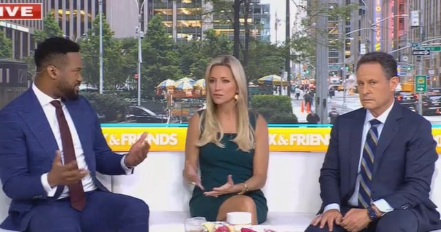 Brian Kilmeade, presentador de noticias de la cadena estadounidense Fox News, desató polémica este sábado tras sugerir durante el programa "Fox & Friends" que Estados Unidos debería matar a las personas sin hogar que vivan con enfermedades mentales. Foto: Captura de pantalla