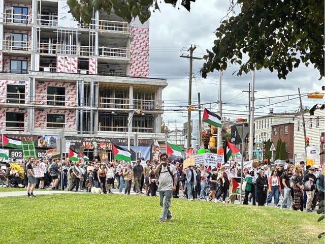  The march continues from Robie Street onto Cunard Street in Halifax on Saturday afternoon. – GLENN MacDONALD