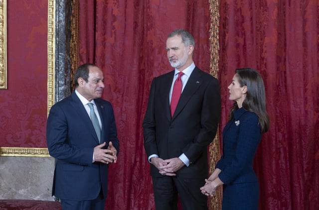 Al Sisi y los Reyes, el pasado mes de febrero, en el Palacio Real de Madrid.