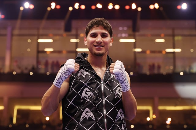 RIYADH, SAUDI ARABIA - MAY 03: Marco Verde reacts after beating Michel Galvan Polina on the Fatal Fury City of Wolves card at ANB Arena on May 03, 2025 in Riyadh, Saudi Arabia. (Photo by Richard Pelham/Getty Images)