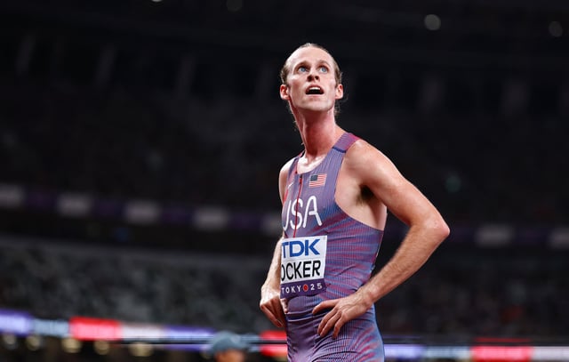 World Athletics Championships Tokyo 2025 - Men's 1500m Semi-Final - Japan National Stadium, Tokyo, Japan - September 15, 2025 Cole Hocker of the U.S. after qualifying during the heats REUTERS/Sarah Meyssonnier