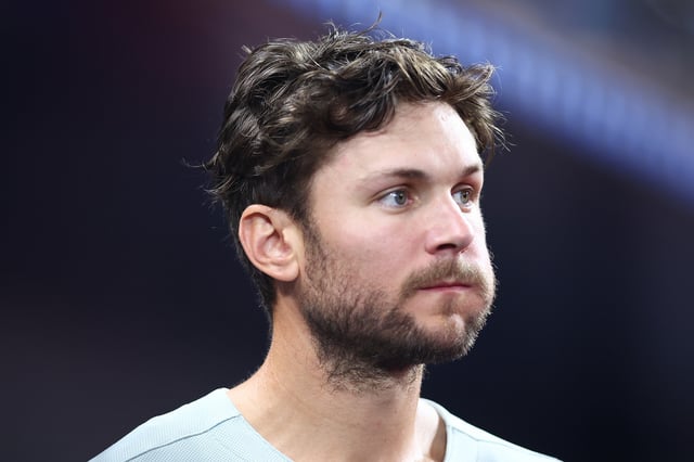 MIAMI, FLORIDA - SEPTEMBER 05: Trea Turner #7 of the Philadelphia Phillies looks on against the Miami Marlins during the third inning of the game at loanDepot park on September 05, 2025 in Miami, Florida. (Photo by Megan Briggs/Getty Images)