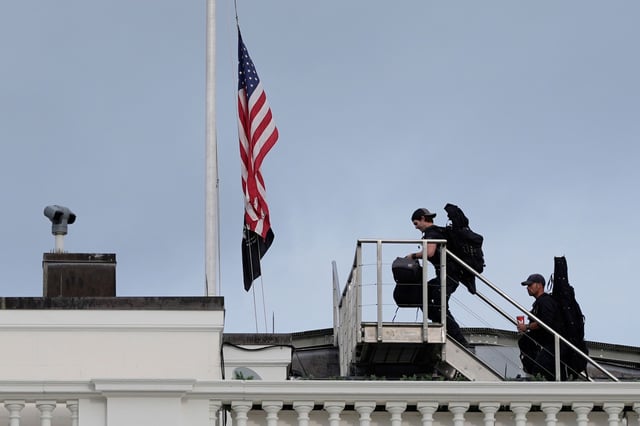 US Secret Service counter sniper team on the White House roof after conservative activist Charlie Kirk was killed on September 10, 2025.