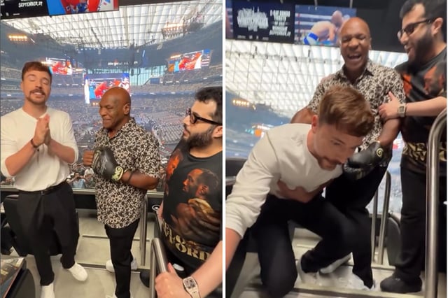 MrBeast being punched by Mike Tyson, in the viral Instagram video.