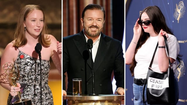 Hannah Einbinder, Ricky Gervais, and Megan Statler