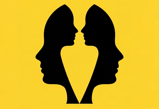 Optical illusion of profiles forming hidden figure. (Image by Mirikiteki on Shutterstock)