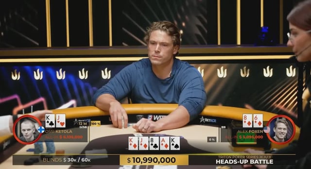 Ossi Ketola spiked the perfect river card to outdraw Alex Foxen in an $11M pot.