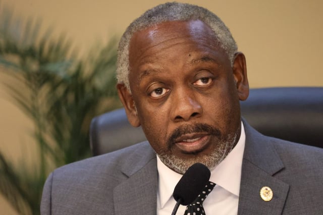 Orange County Mayor Jerry L. Demings, pictured at an Orange County Commission meeting last month, defended the county’s spending plan at a public hearing Thursday, Sept. 4, 2025.  (Ricardo Ramirez Buxeda/Orlando Sentinel)