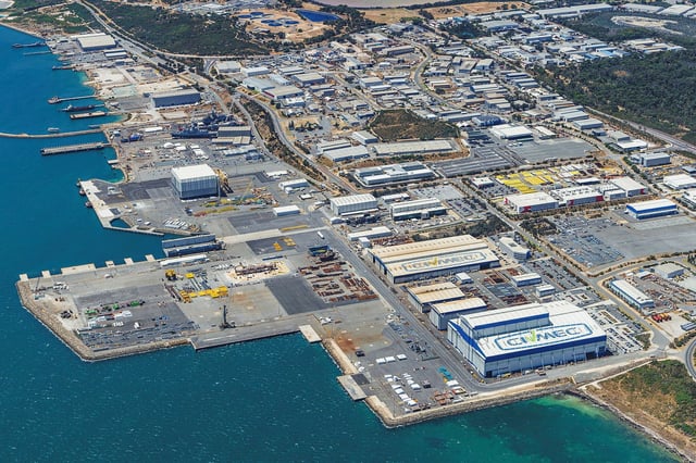 The Henderson Defence Precinct in Western Australia, with key facilities including Austal and CIVMEC. Image Australian Defence.