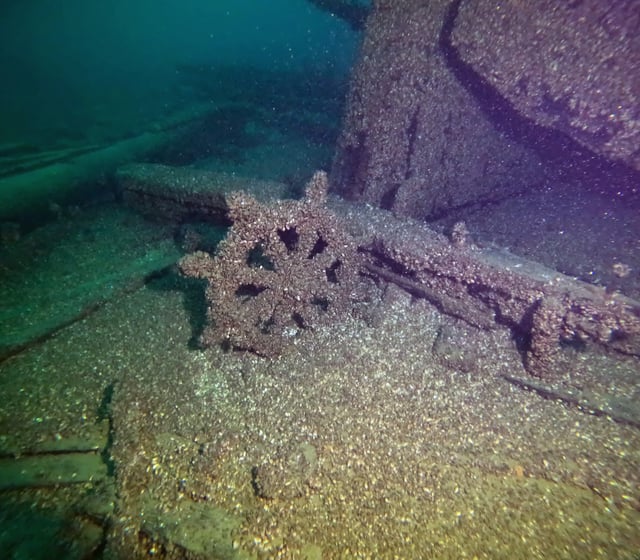 The wreckage of the F.J. King rests on the bottom of Lake Michigan in 2025, 139 years after that cargo ship sank. Courtesy of the Wisconsin Historical Society