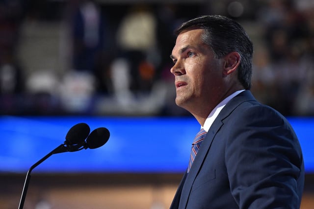 Former Lt. Gov. of Georgia Geoff Duncan speaks at the Democratic National Convention in Chicago on August 21, 2024.