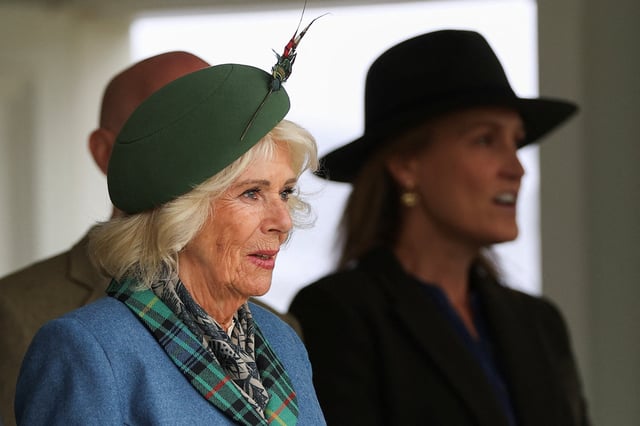 Britain's Queen Camilla attends the Braemar Royal Highland Gathering at Princess Royal and Duke of Fife Memorial Park, in Braemar, Scotland, Britain, September 6, 2025. REUTERS/Russell Cheyne/File Photo