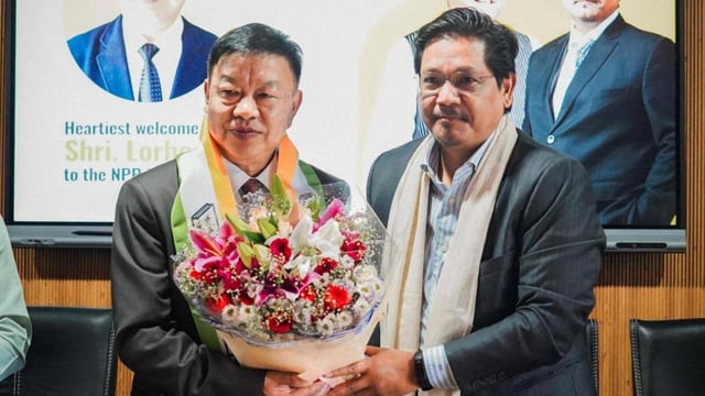 Former Lok Sabha MP Dr Lorho S Pfoze was welcomed by National People’s Party (NPP) chief and Meghalaya chief minister Conrad K. Sangma