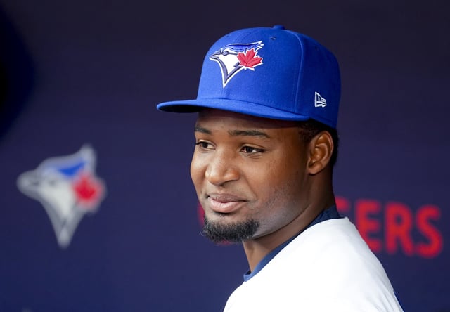 TORONTO, ON - JUNE 18: Orelvis Martinez #13 of Toronto Blue Jays looks on ahead of playing against the Boston Red Sox in their MLB game at the Rogers Centre on June 18, 2024 in Toronto, Ontario, Canada. (Photo by Mark Blinch/Getty Images)