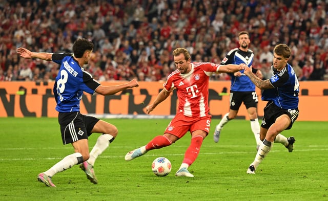 Soccer Football - Bundesliga - Bayern Munich v Hamburger SV - Allianz Arena, Munich, Germany - September 13, 2025 Bayern Munich's Harry Kane scores their fifth goal REUTERS/Angelika Warmuth/ File Photo