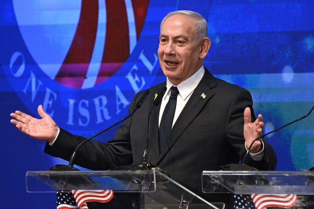 Israeli Prime Minister Benjamin Netanyahu speaks to members of a bipartisan delegation of American legislators at the Foreign Ministry in Jerusalem on September 15, 2025.