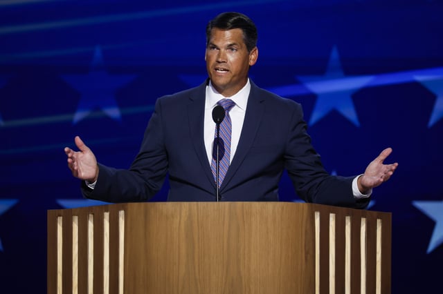 Former Georgia Lt. Governor Geoff Duncan speaks during the Democratic National Convention in Chicago, Illinois on August 21, 2024.