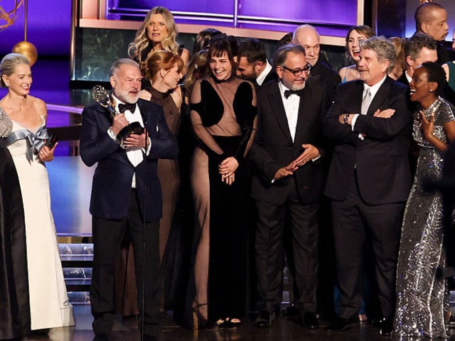 R. Scott Gemmill accepts the Emmy award for Outstanding Drama Series for "The Pitt" at the 77th Primetime Emmy Awards held at the Peacock Theater on September 14, 2025 in Los Angeles, California. (Photo by Christopher Polk/Variety via Getty Images)