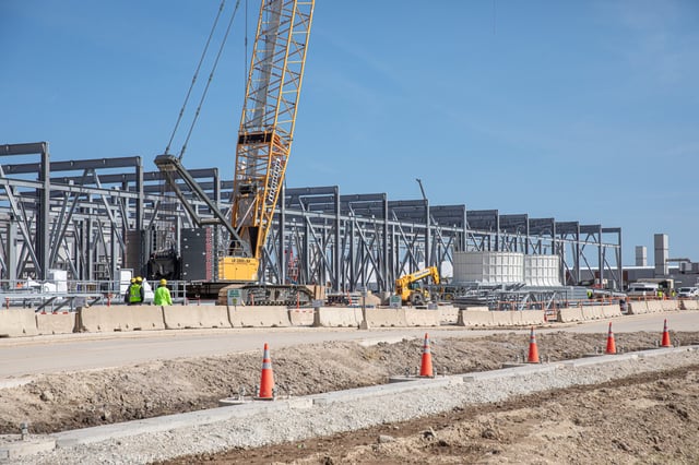 Construction is ongoing on the first phase of Microsoft's data center project in Mount Pleasant on March 11, 2025. Photo courtesy of Microsoft