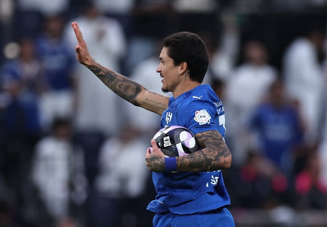 Soccer Football - Saudi Pro League - Al Hilal v Al Qadsiah - Kingdom Arena, Riyadh, Saudi Arabia - September 13, 2025 Al Hilal's Darwin Nunez celebrates scoring their first goal REUTERS/Hamad I Mohammed/File Photo