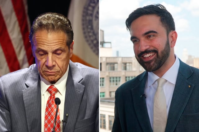 Una nueva encuesta muestra a Andrew Cuomo (izquierda) muy detrás de Zohran Mamdani (derecha)