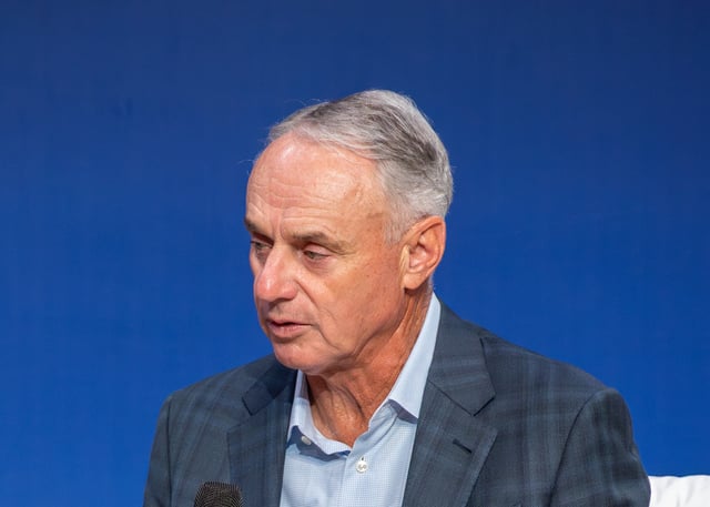 MLB commissioner Rob Manfred at the Front Office Sports "Tuned In" event. (Derek Futterman, Sports Media Watch)