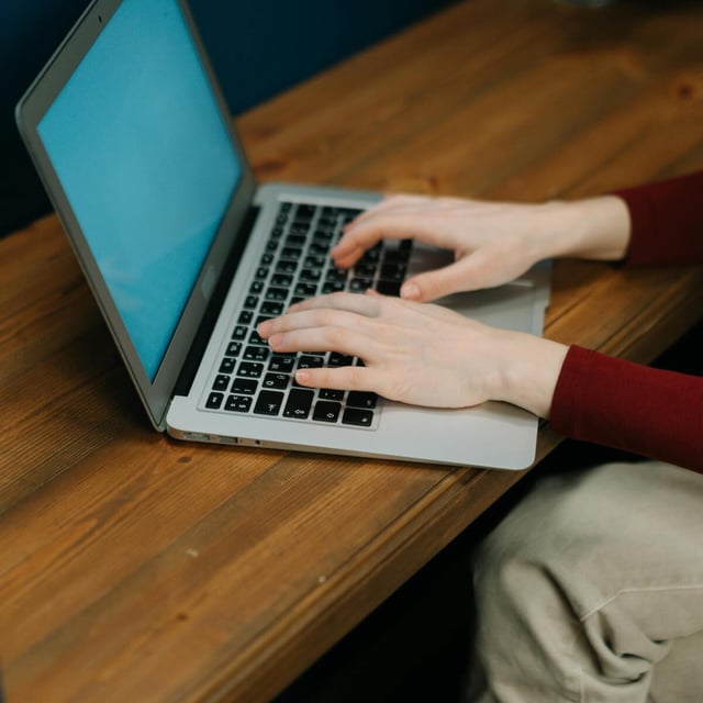 Hands on laptop