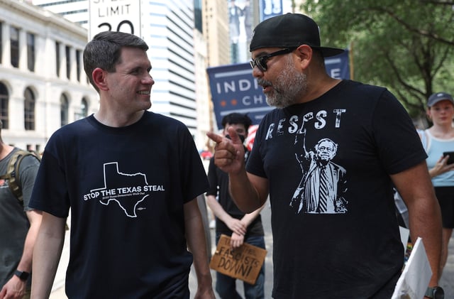 Texas Rep. James Talarico speaks with supporters at a rally, Saturday, Aug. 16, 2025, at Wrigley Square in Millennium Park in Chicago. (AP Photo/Talia Sprague)