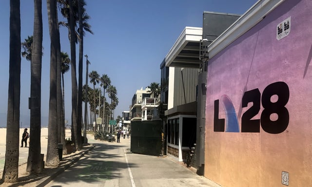 VENICE, CALIFORNIA – SEPTEMBER 02: A mural in Venice Beach with an LA28 logo designed by Multimedia artist Alex Israel on September 2, 2020. His ‘A’ design for LA28 represents a surfboard fin. The LA28 logo is for the Games of the XXXIV Olympiad hosted by Los Angeles in 2028. The 2028 Summer Olympics are scheduled to take place from July 21, 2028 to August 6, 2028. (Photo by Getty Images/Getty Images)