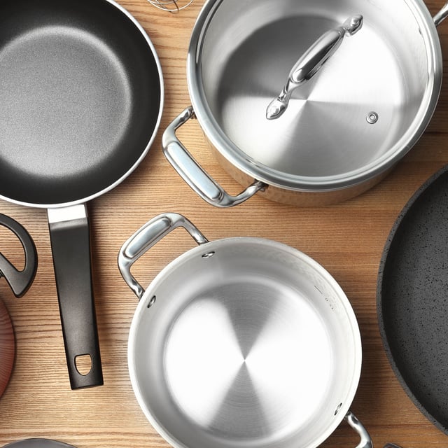 Pots and pans on table