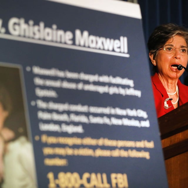 NEW YORK, NEW YORK - JULY 02: Acting United States Attorney for the Southern District of New York, Audrey Strauss, speaks to the media at a press conference to announce the arrest of Ghislaine Maxwell, the longtime girlfriend and accused accomplice of deceased accused sex-trafficker Jeffrey Epstein on July 02, 2020 in New York City. Maxwell, the British socialite and daughter of Robert Maxwell, was arrested in New Hampshire on Thursday morning and will be charged by New York federal prosecutors with six counts in connection with the ongoing federal investigation into Epstein's accomplices. (Photo by Spencer Platt/Getty Images)
