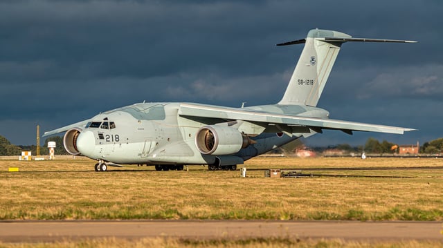 Kawasaki C-2 58-1218 basking in the evening sun at RAF Coningsby, UK. (Image credit: Glenn Lockett)