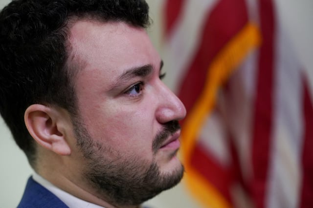 Columbia University graduate and pro-Palestinian activist Mahmoud Khalil looks on during a visit to Capitol Hill in Washington, D.C., U.S., July 22, 2025. REUTERS/Nathan Howard/ File Photo
